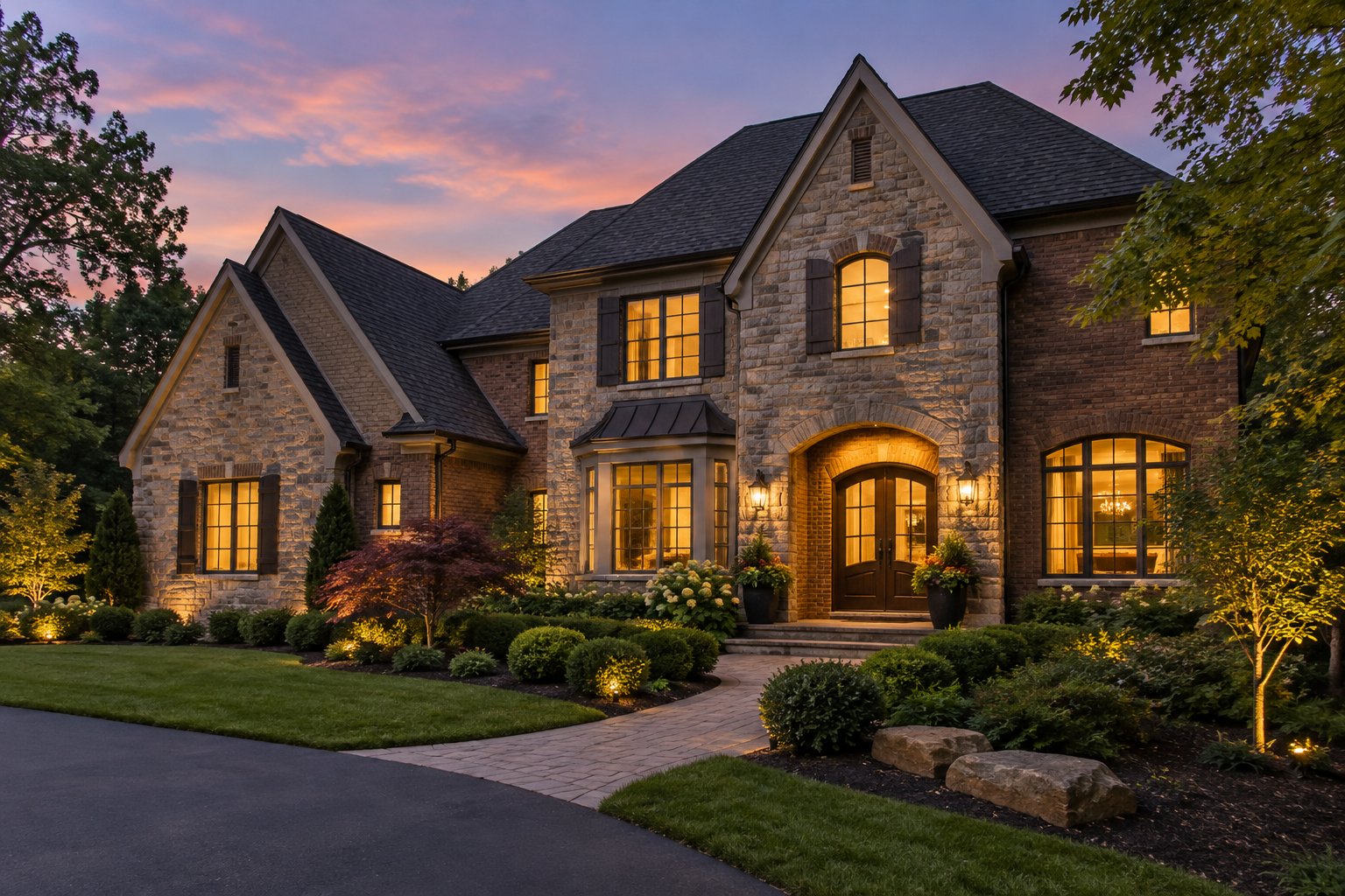 A Pittsburgh home at dusk, illustrative